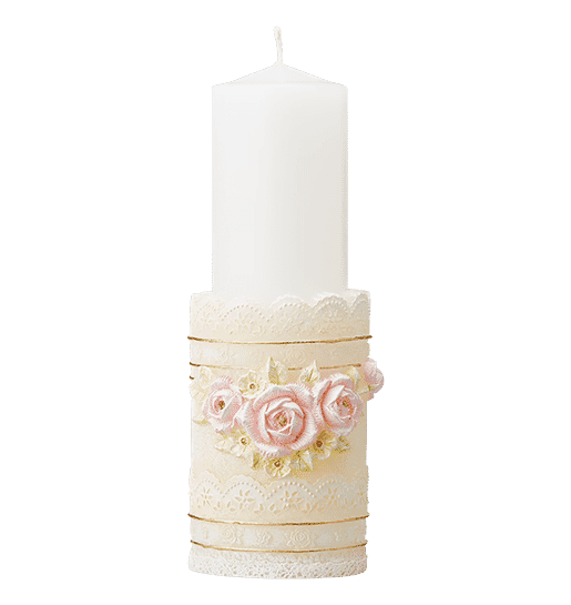 PINK ROSES AND LACE CANDLE