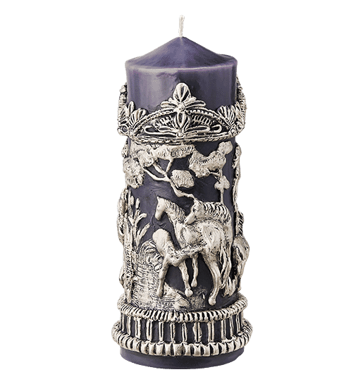 GREY AND SILVER HORSES FRIEZE CANDLE