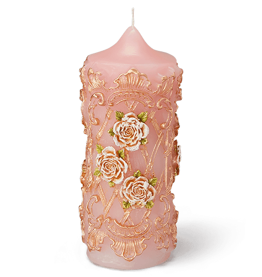 WHITE ROSES PILLAR CANDLE