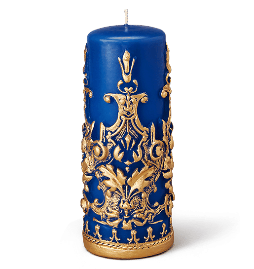SAPPHIRE BLUE WITH GOLD DUST PILLAR CANDLE
