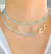 TURQUOISE CHOKER WITH WORD IN ARABIC "My Mother"