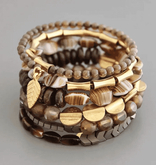 GLASS AND HEMATITE BROWN WRAP BRACELET