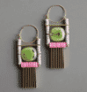 ART DECO PINK AND GREEN HOOP EARRINGS