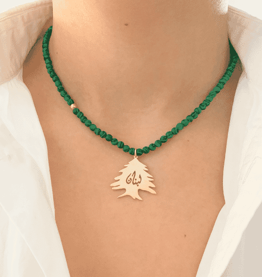 MALACHITE AND CEDAR NECKLACE